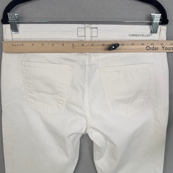 Current Elliott Jeans Womens 29 White The Flip Flop Mid Rise Flare Frayed Hem - Picture 10 of 13